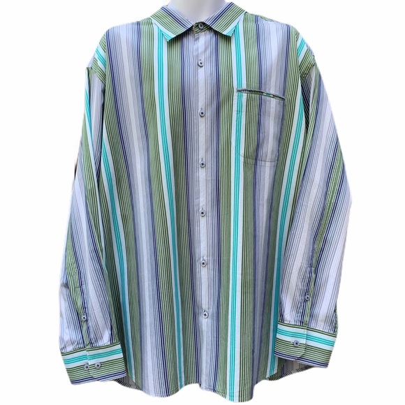 SOLD! Tommy Bahama Striped Silk Blend Shirt - Picture 8 of 8
